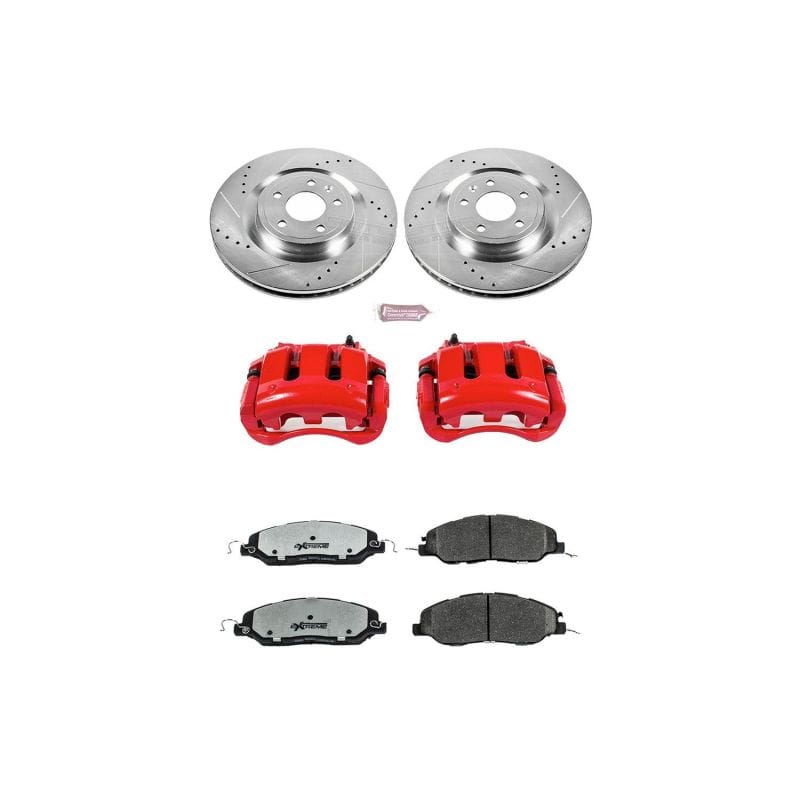 PowerStop — Z26 Street Performance Ceramic Brake Pad, Drilled Slotted Rotor, and Caliper Kit