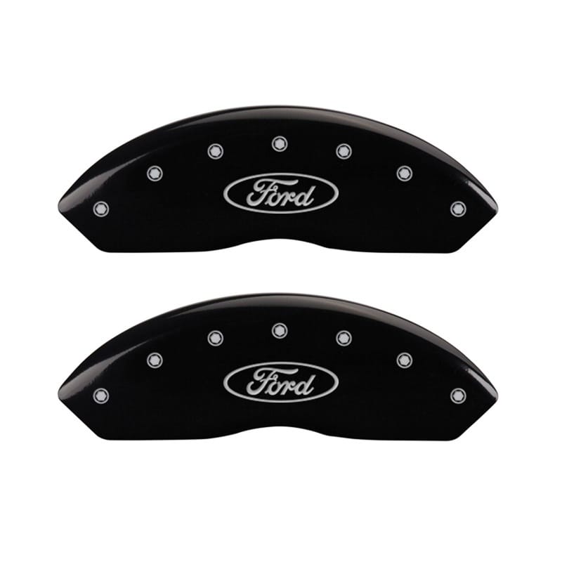 MGP — Set Of 2 Caliper Covers, Engraved Front: Ford Oval Logo Black Powder Coat Finish