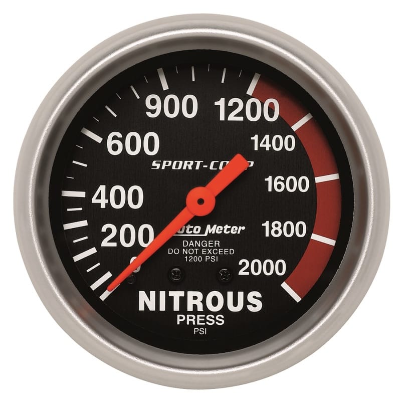 AutoMeter — GAUGE, NITROUS PRESSURE, 2 5/8", 2000PSI, MECHANICAL, SPORT-COMP