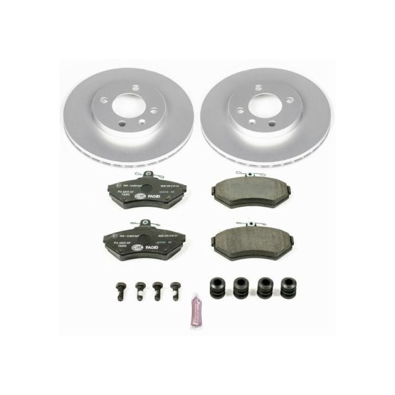 PowerStop — Genuine Geomet Coated Rotors, ECE-R90 Brake Pads + Hardware Kit