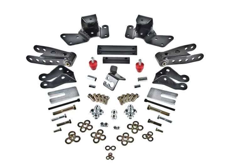 Belltech — 4" Drop Leaf Spring Shackle & Hanger Kit (Front Hanger/Rear Shackle)
SHACKLE & HANGER KIT | 4 INCH DROP - 6909