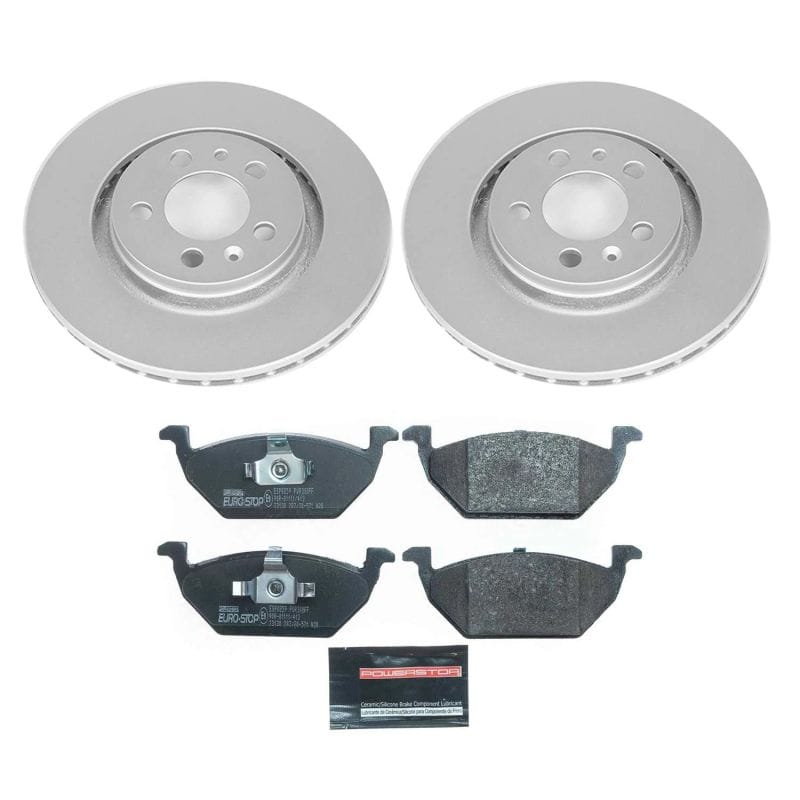 PowerStop — Genuine Geomet Coated Rotors, ECE-R90 Brake Pads + Hardware Kit