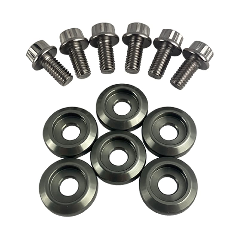 BLOX Racing — BLOX Racing New Fender Washers Kit M6 12pt - 6pc Large Diameter Gun Metal
