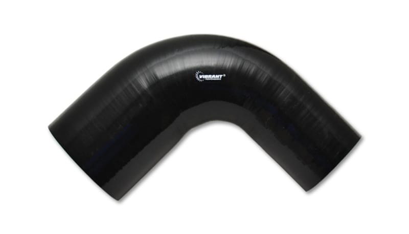 Vibrant — 4 Ply 90 deg. Reducer Elbow Coupler, 2.5" ID x 3" ID x 4" Leg Length - Black
90 Degree Reducer Elbow, 3.00" I.D. x 2.50" I.D. x 4.00" Leg Length - Black
90 Degree Reducer Hose Coupler