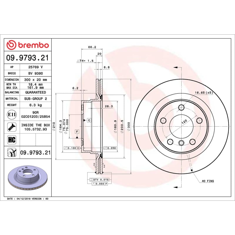 Brembo OE — Premium UV Coated Rear Brake Rotor