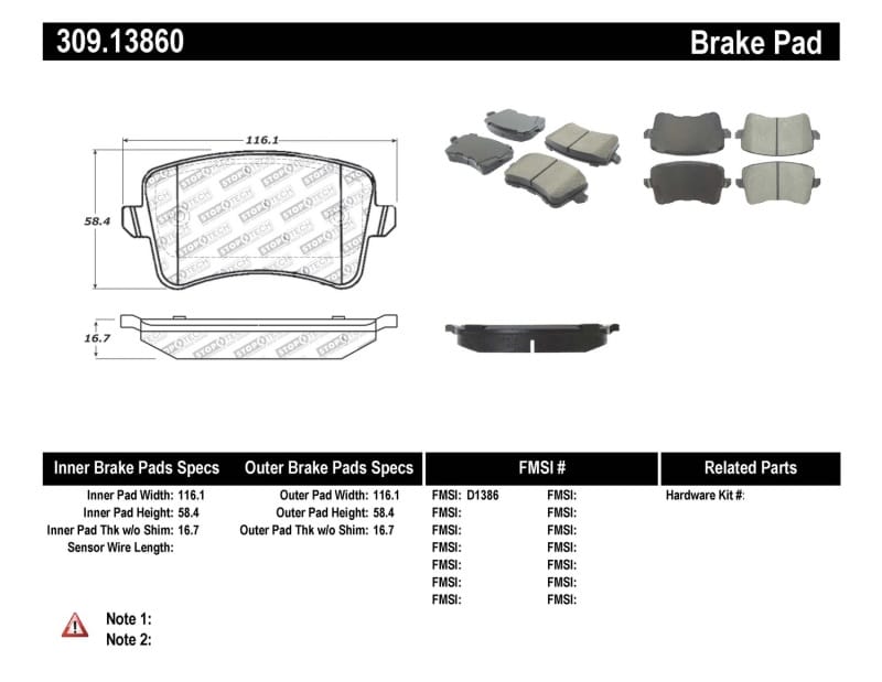 Stoptech — StopTech Sport Brake Pads with Shims and Hardware