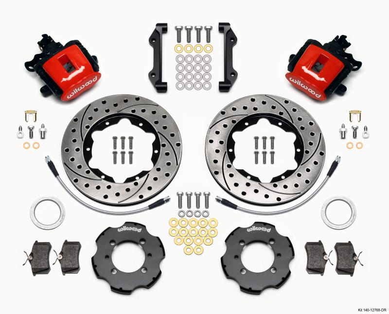 Wilwood — KIT,REAR,FIAT 500,2012-UP,CPB,11.00x.81 DRILLED,RED,W/LINES