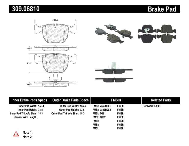 Stoptech — StopTech Sport Brake Pads with Shims and Hardware