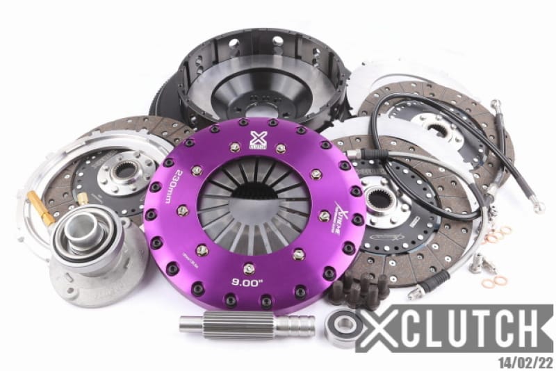 XCLUTCH — Clutch Kit Inc Chromoly Flywheel + HRB; 9" Triple Solid Organic Clutch Discs