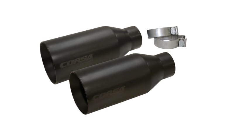 CORSA Performance — Single (Qty 2) 5.0in. Straight Cut Black Powder Coat Tip Kit (Clamps Included)