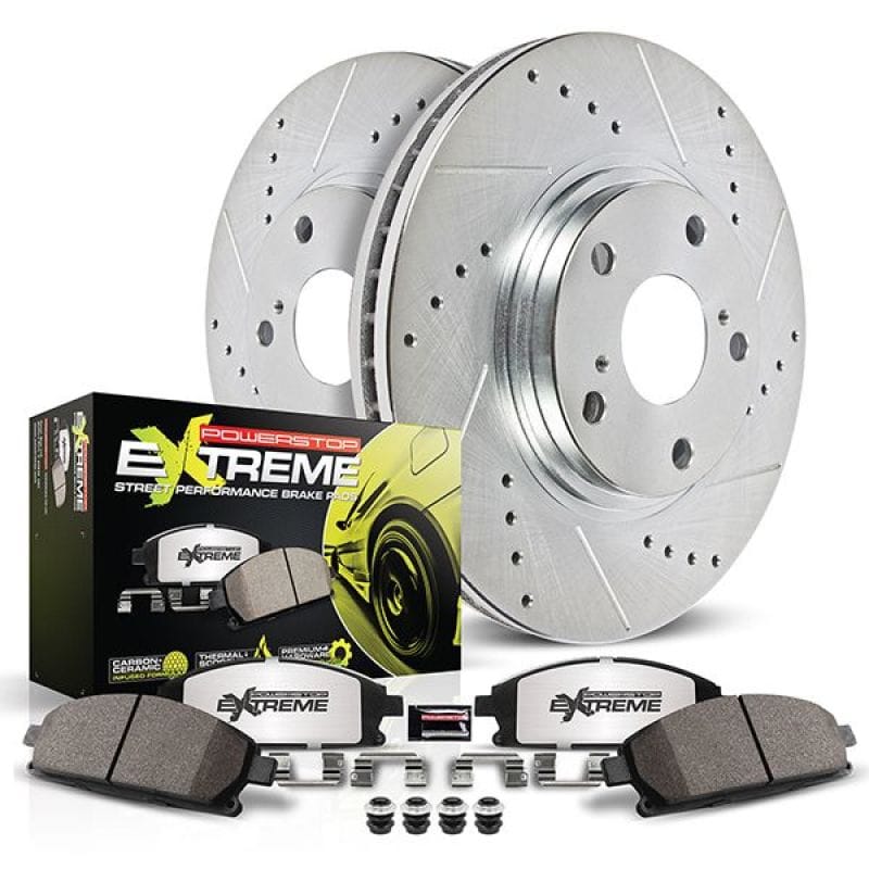 PowerStop — Z26 Street Performance Ceramic Brake Pad and Drilled & Slotted Rotor Kit