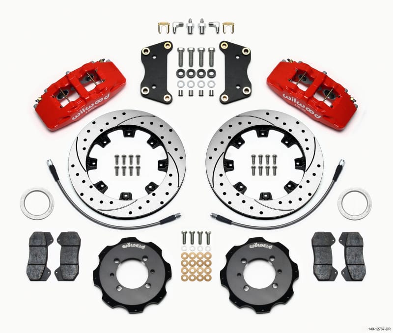 Wilwood — KIT,FRONT,FIAT 500,2012-UP,DP6,12.19x.81 DRILLED,RED,W/LINES