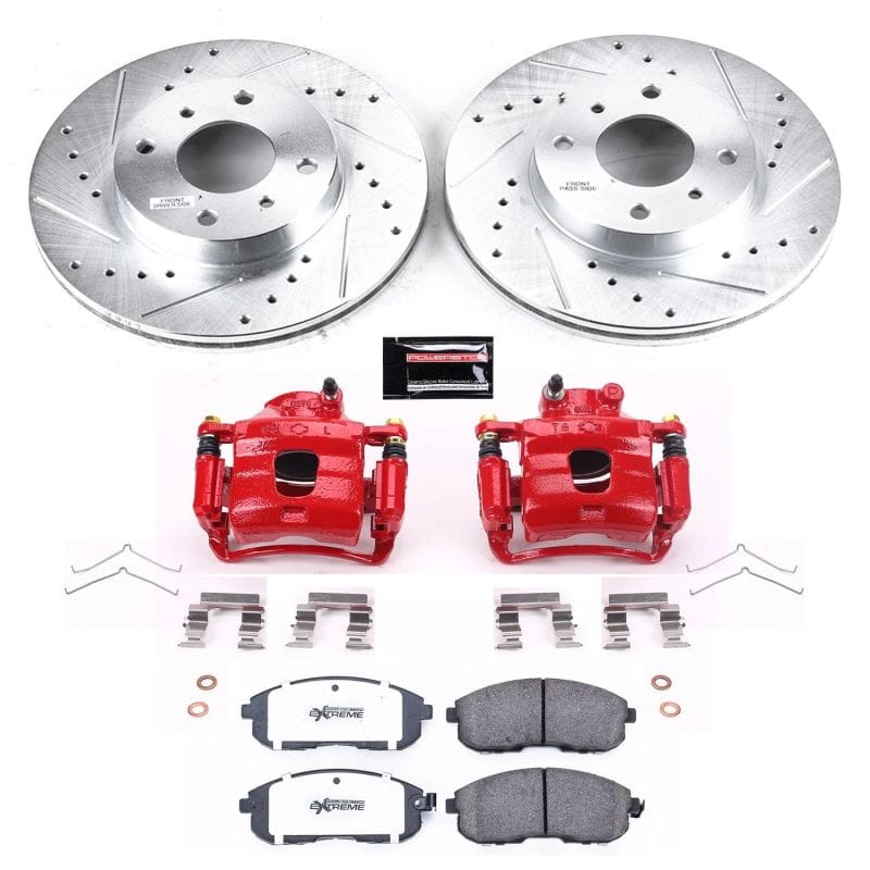 PowerStop — Z26 Street Performance Ceramic Brake Pad, Drilled Slotted Rotor, and Caliper Kit