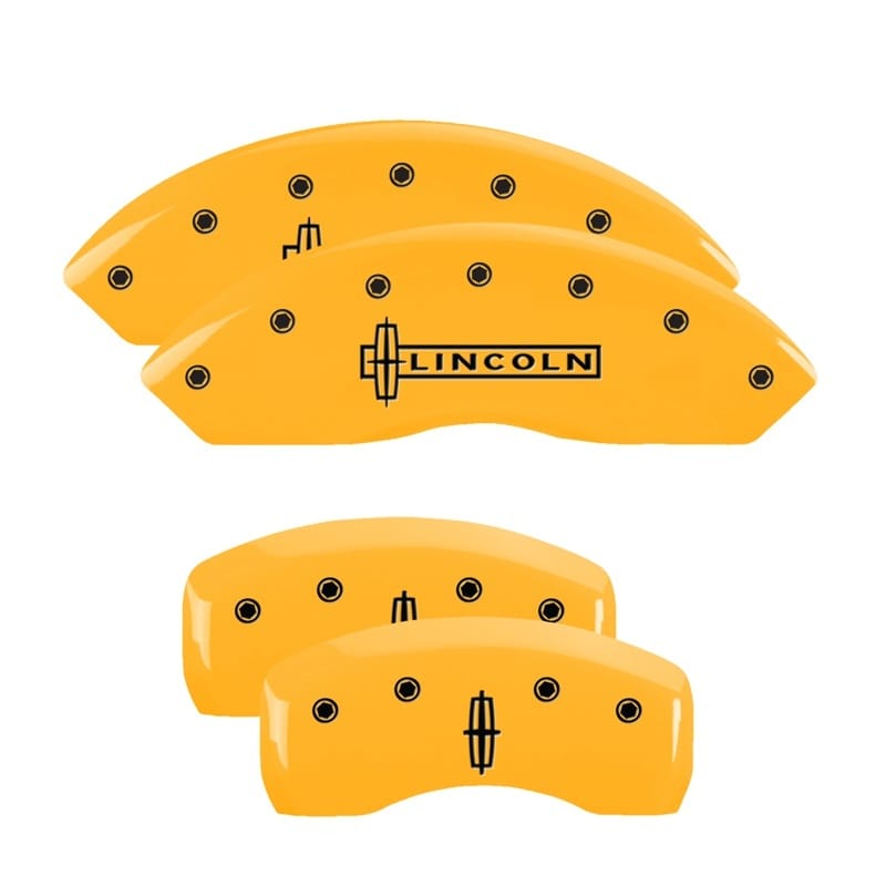 MGP — Set of 4 caliper covers, Engraved Front: Lincoln - Engraved Rear: Star logo, Yel