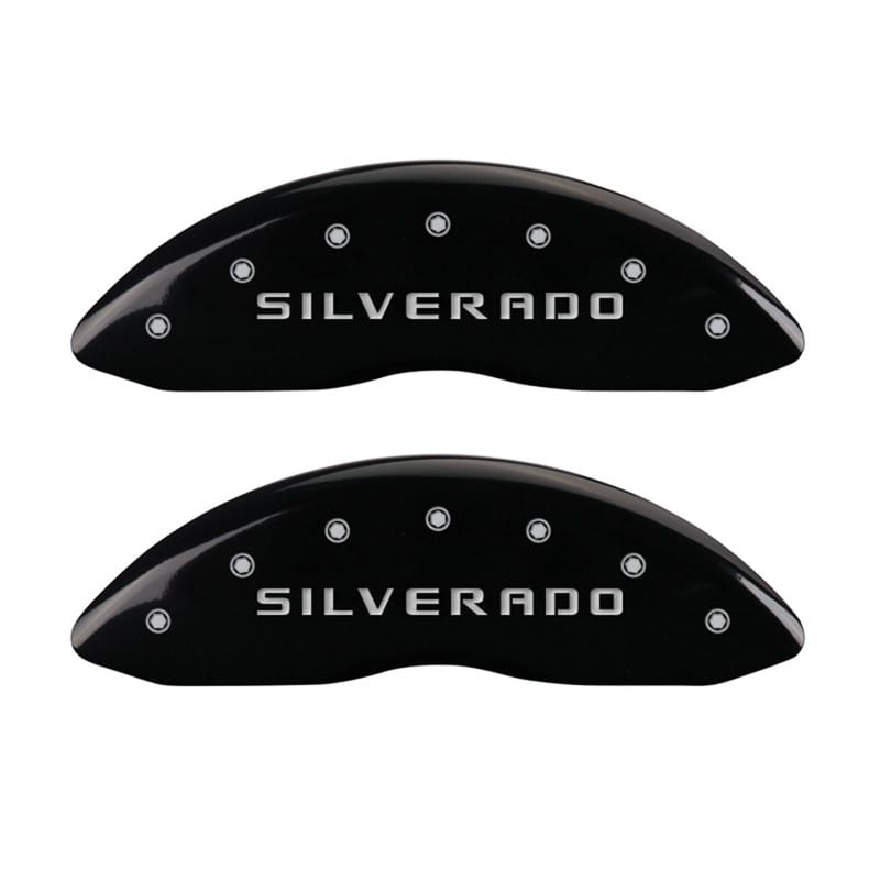 MGP — Set Of 2 Caliper Covers, Engraved Rear: Silverado Black Powder Coat Finish