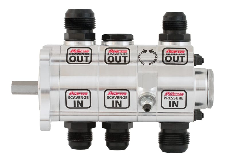 Peterson Fluid Systems — Three Stage R4 Oil Pump Left Side Mount 1.2" Press., 1.2" Scavenge W/Rear Drive