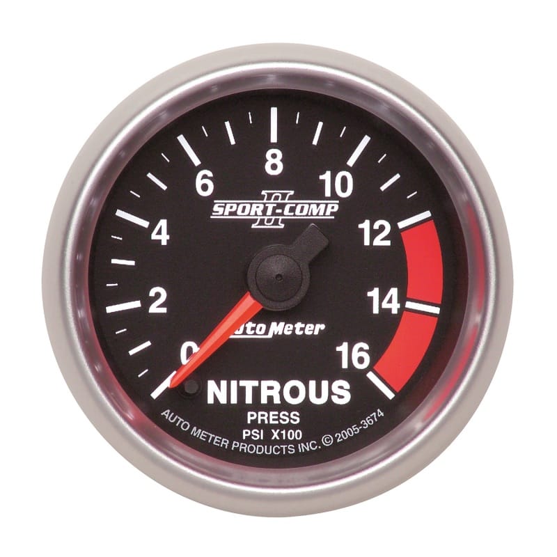 AutoMeter — GAUGE, NITROUS PRESS, 2 1/16", 1600PSI, DIGITAL STEPPER MOTOR, SPORT-COMP II