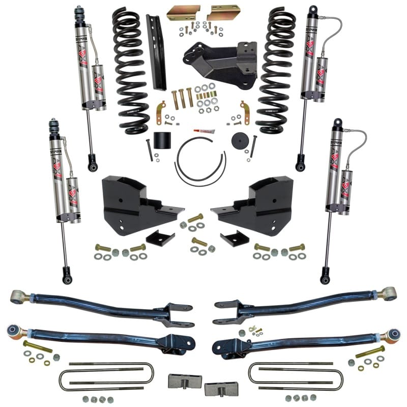 Skyjacker — 4 in. Lift Kit with 4-Link Conversion and ADX 2.0 Remote Reservoir Shocks.