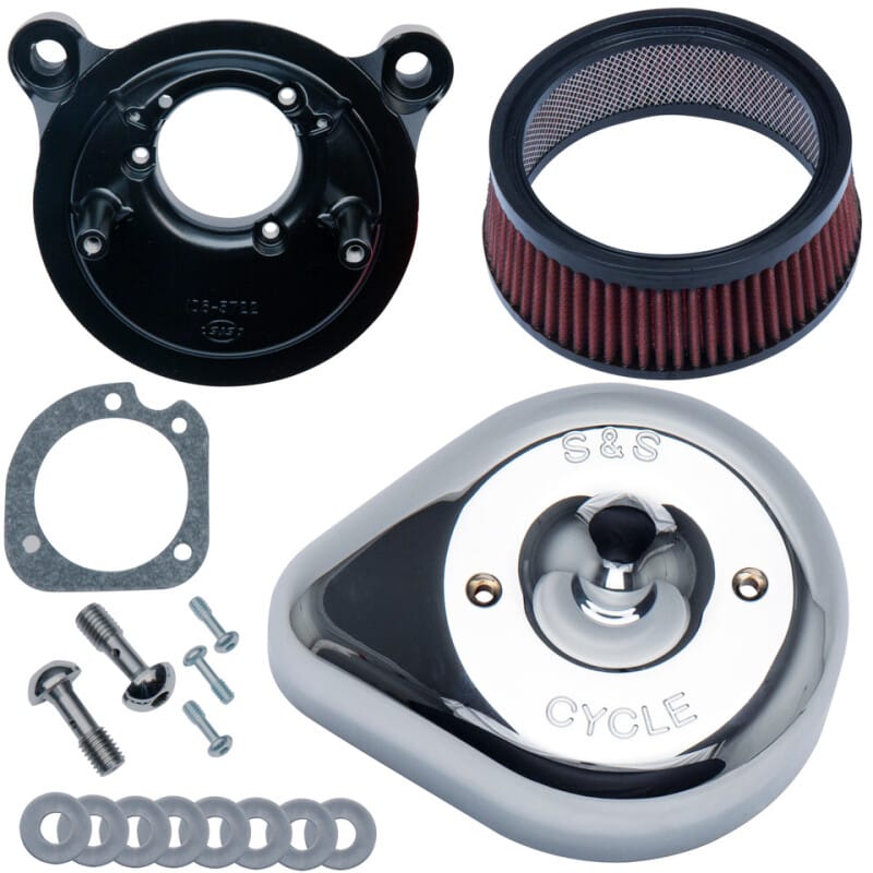 S&S Cycle — S&S Cycle 84-99 BT w/ Super E/G Carb Stealth Air Cleaner Kit w/ Chrome Slasher Teardrop