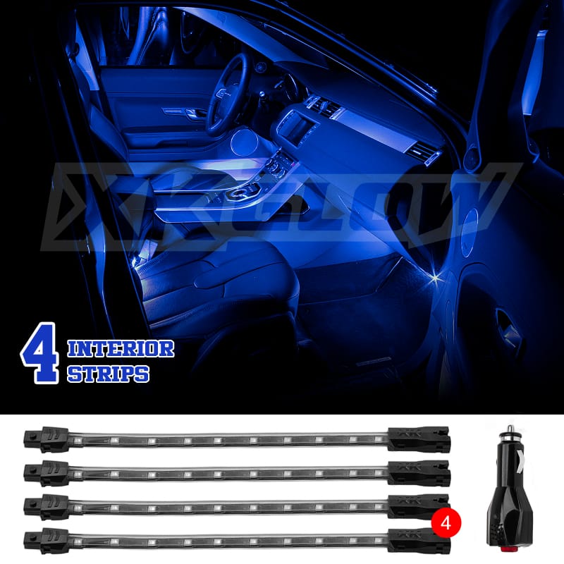 XKGLOW — XK Glow Single Color XKGLOW UnderglowLED Accent Light Car/Truck Kit Blue - 4x8In