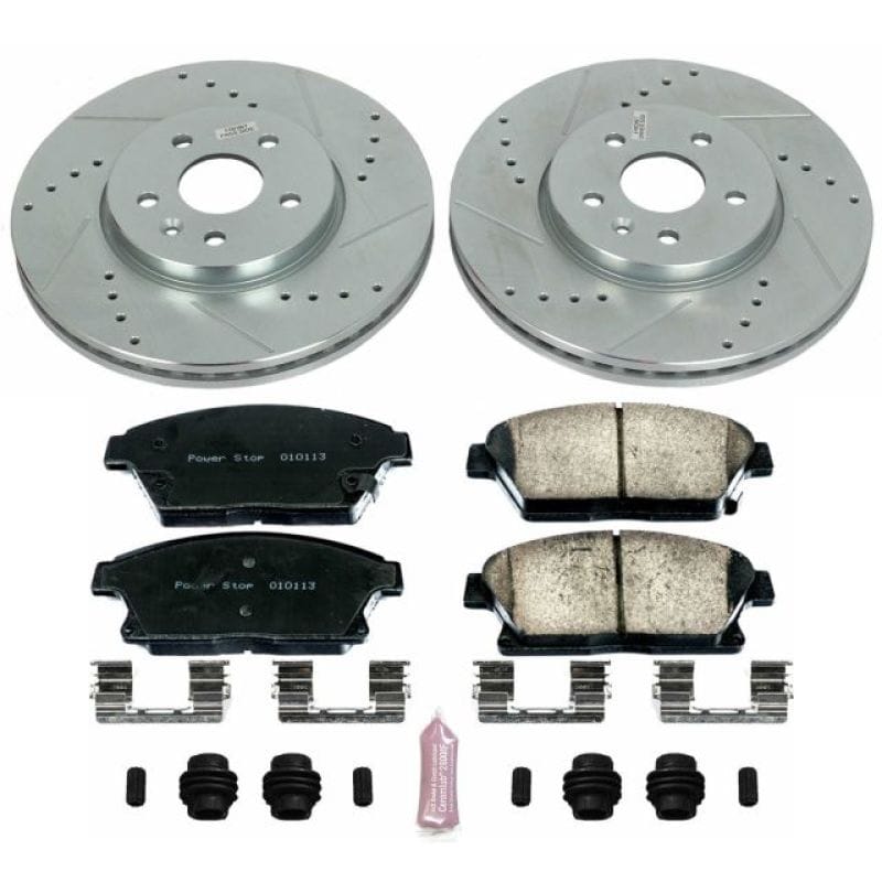 PowerStop — Z23 Daily Driver Carbon-Fiber Ceramic Brake Pad and Drilled & Slotted Rotor Kit