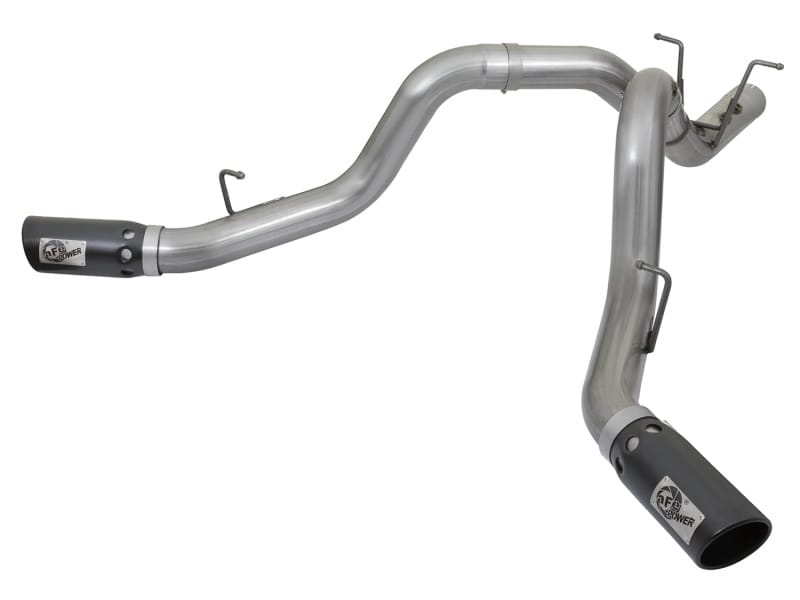 aFe — Large Bore-HD 4 IN 409 Stainless Steel DPF-Back Exhaust System w/Dual Black Ti