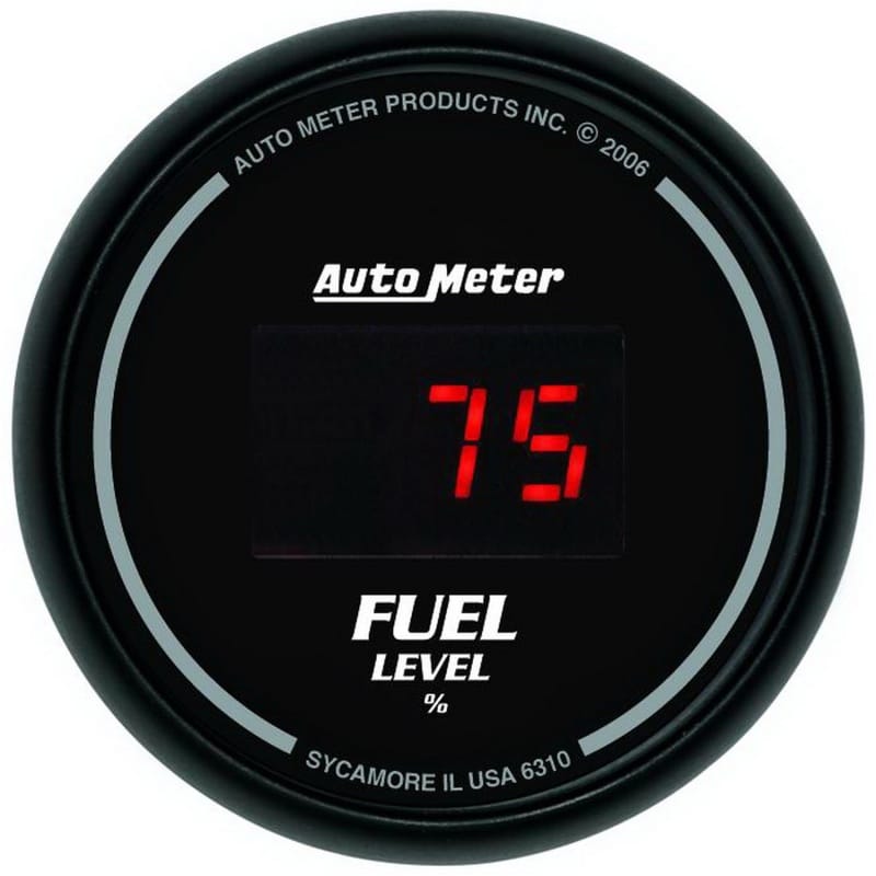 AutoMeter — GAUGE, FUEL LEVEL, 2 1/16" , 0-280O PROGRAM., DIGITAL, BLACK DIAL W/ RED LED