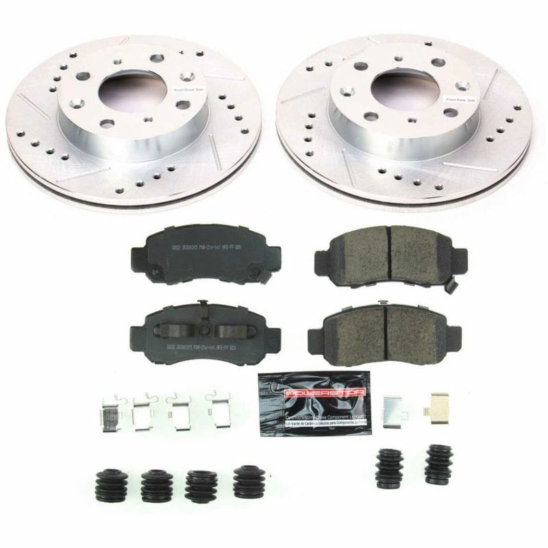 PowerStop — Z23 Daily Driver Carbon-Fiber Ceramic Brake Pad and Drilled & Slotted Rotor Kit