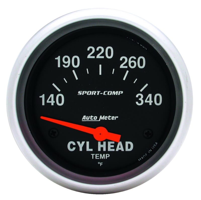 AutoMeter — GAUGE, CYLINDER HEAD TEMP, 2 5/8", 140-340?F, ELECTRIC, SPORT-COMP