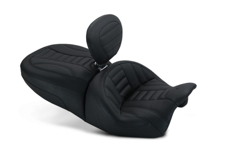 Mustang Motorcycle — Mustang 15-21 Harley Freewheeler Touring Forward Deluxe 1PC Seat w/Driver Backrest - Black