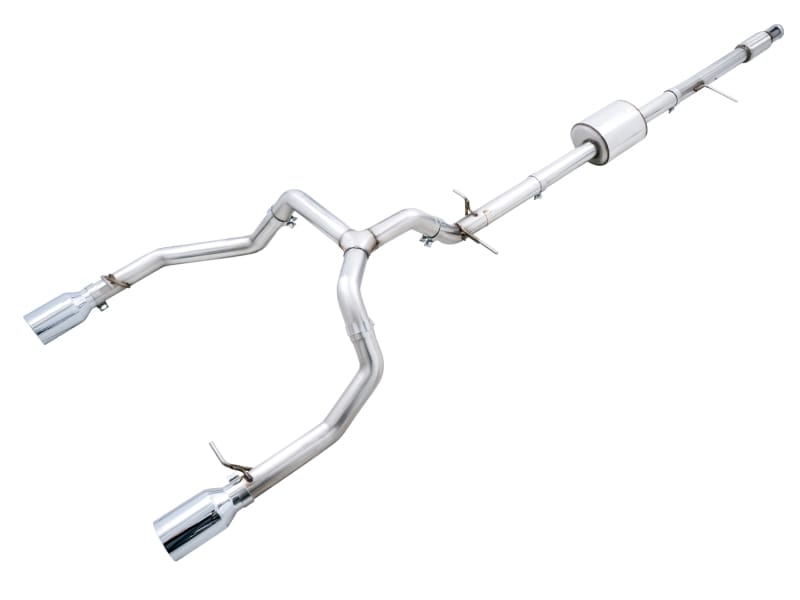 AWE Tuning — AWE 0FG Split Rear Exit for 4th Gen Silverado/Sierra 1500 5.3L (Flat Bumper)
