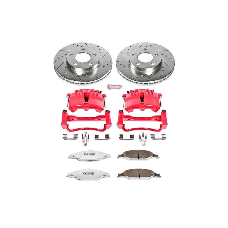 PowerStop — Z26 Street Performance Ceramic Brake Pad, Drilled Slotted Rotor, and Caliper Kit