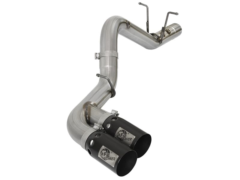 aFe — Rebel XD Series 4 IN 409 Stainless Steel DPF-Back Exhaust w/Dual Black Tips