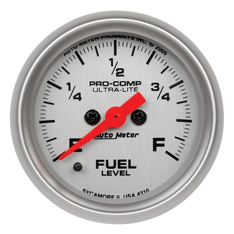 AutoMeter — GAUGE, FUEL LEVEL, 2 1/16", 0-280O PROGRAMMABLE, ULTRA-LITE