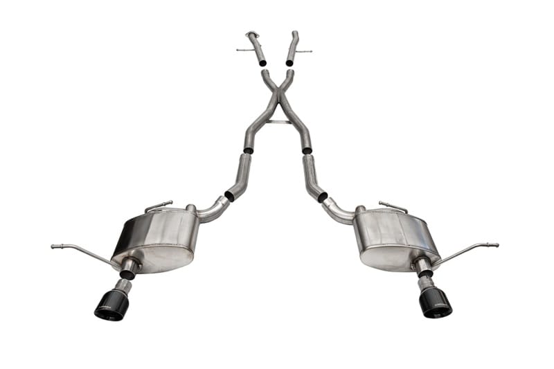 CORSA Performance — 2.5in. Dual Rear Exit Cat-Back Exhaust System with Single 4.5in. Black PVD Pro-S