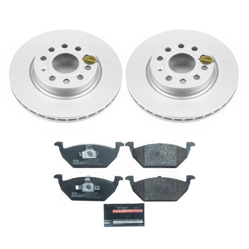 PowerStop — Genuine Geomet Coated Rotors, ECE-R90 Brake Pads + Hardware Kit