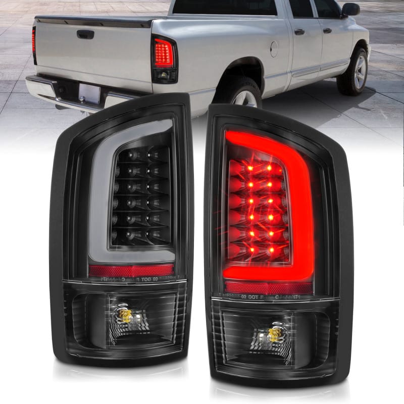 ANZO — ANZO 2002-2006 Dodge  Ram 1500 LED Tail Lights w/ Light Bar Black Housing Clear Lens