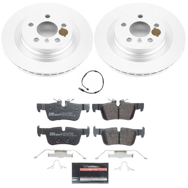 PowerStop — Genuine Geomet Coated Rotors, ECE-R90 Brake Pads + Hardware Kit