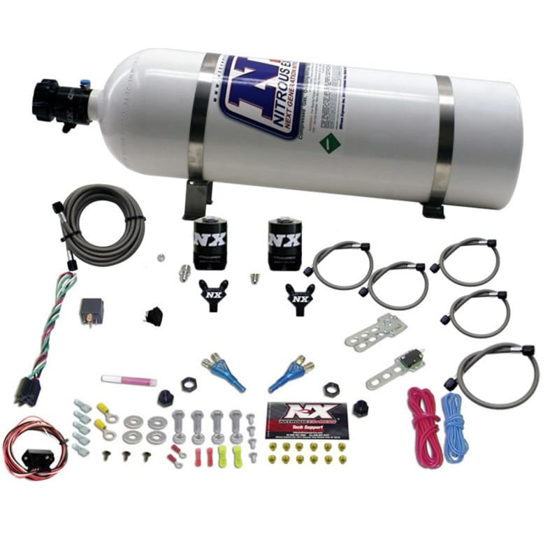 Nitrous Express — NISSAN / INFINITY DUAL NOZZLE (35-150HP) W/ 15LB BOTTLE
Nitrous Oxide Injection System Kit