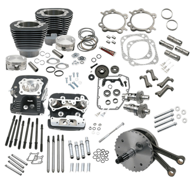 S&S Cycle — S&S Cycle 99-06 BT 124in Hot Set Up Kit W/ S&S Cylinder Heads - Wrinkle Black