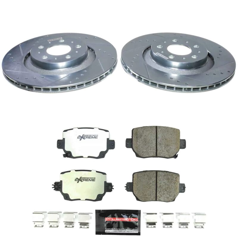 PowerStop — Z26 Street Performance Ceramic Brake Pad and Drilled & Slotted Rotor Kit