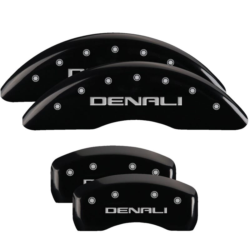 MGP — Set of 4 caliper covers, Engraved Front and Rear: Denali, Black powder coat fini