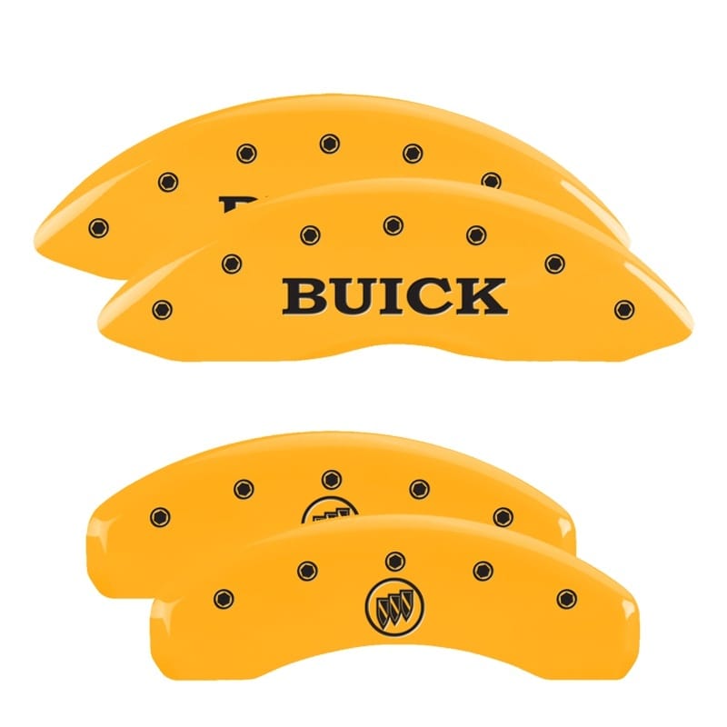 MGP — Set of 4 caliper covers, Engraved Front: Buick - Engraved Rear: Buick Shield, Ye
