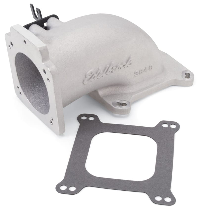 Edelbrock — Ultra Low Profile Universal Intake Elbow - 90mm T.B. to 4150 Flange
Throttle Body Intake Elbow