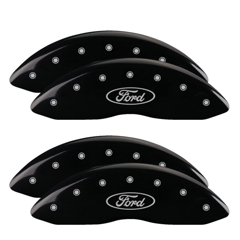 MGP — Set of 4 caliper covers, Engraved Front and Rear: Oval logo/Ford, Black powder c