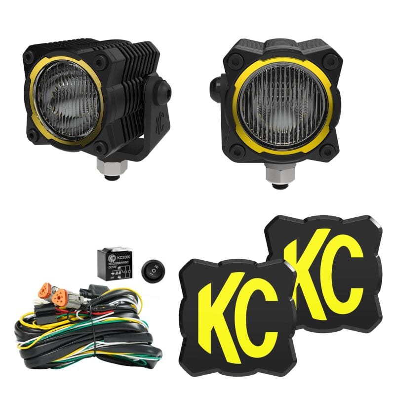 KC HiLiTES — KC FLEX ERA 1 LED 2-Light Kit with Rear Ext Wiring Harness and Spread Beam Ptrn
