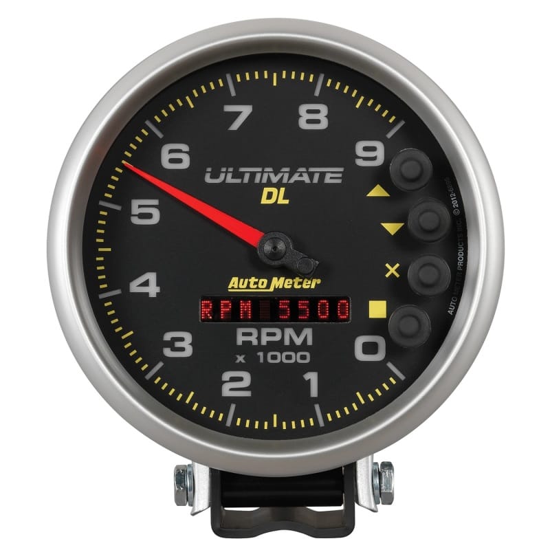 AutoMeter — GAUGE, TACH, 5", 9K RPM, PEDESTAL, DATALOGGING, ULTIMATE DL PLAYBACK, BLACK