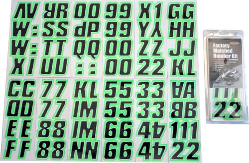 Hardline — Hardline Snowmobile Lettering Registration Kit 2 in. - 500 Black/Kiwi Green