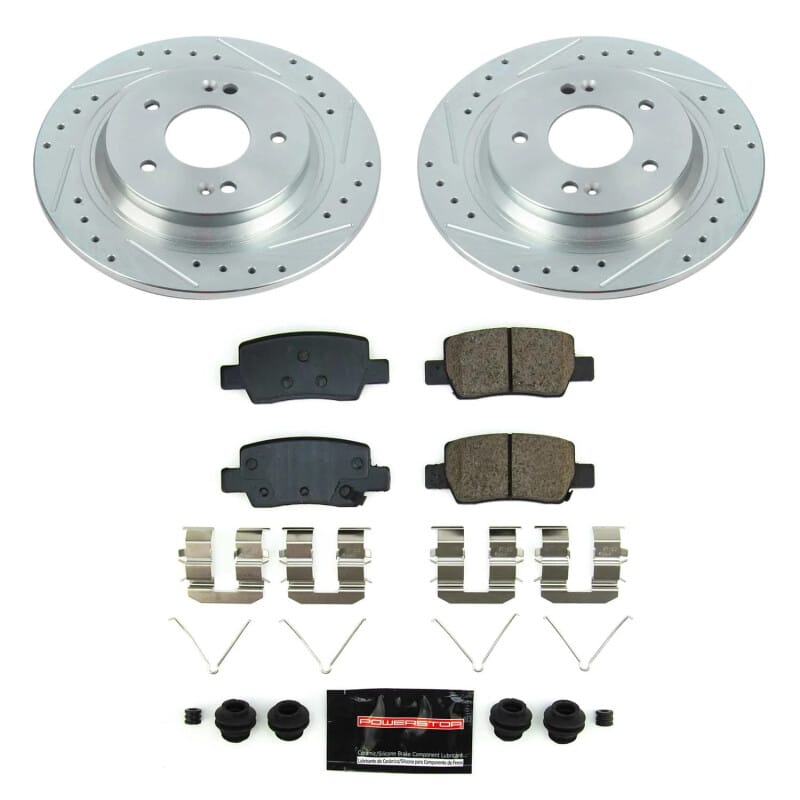 PowerStop — Z23 Daily Driver Carbon-Fiber Ceramic Brake Pad and Drilled & Slotted Rotor Kit