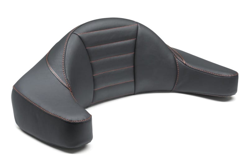 Mustang Motorcycle — Mustang 93-13 HD FL Super Touring Extended Arm Wrap-Around Backrest Deluxe - Black w/Red Stitching